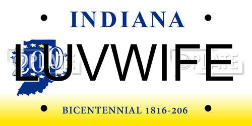 LUVWIFE Indiana License Plate
