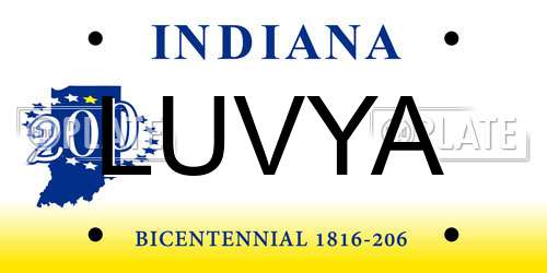 LUVYA Indiana License Plate