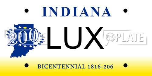LUX Indiana License Plate