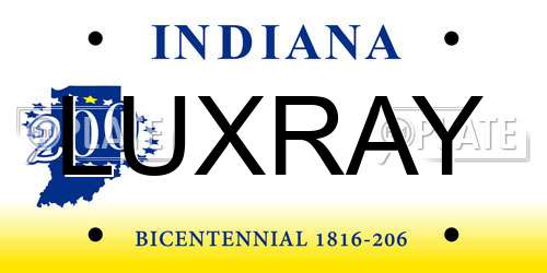 LUXRAY Indiana License Plate