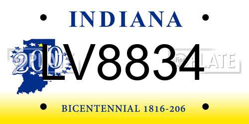 LV8834 Indiana License Plate