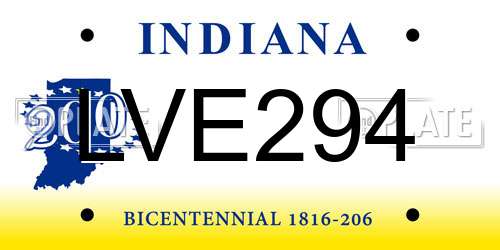 LVE294 Indiana License Plate