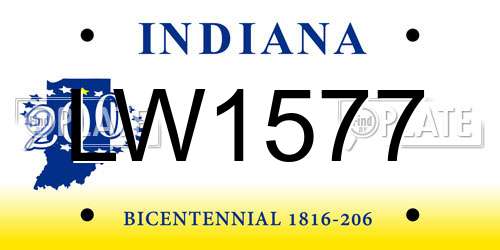 LW1577 Indiana License Plate