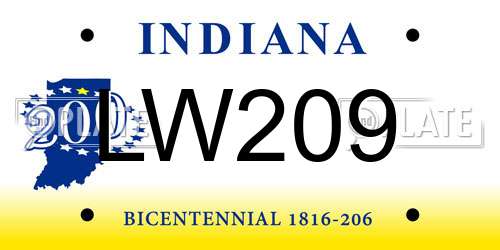 LW209 Indiana License Plate