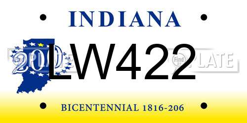 LW422 Indiana License Plate