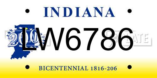 LW6786 Indiana License Plate