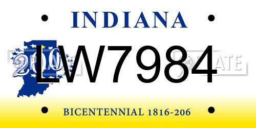 LW7984 Indiana License Plate
