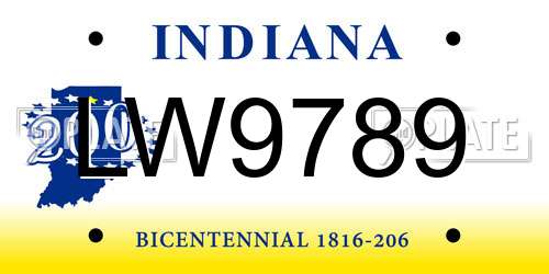 LW9789 Indiana License Plate