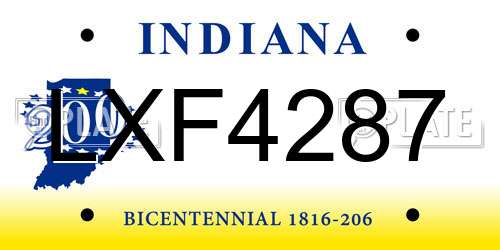 LXF4287 Indiana License Plate