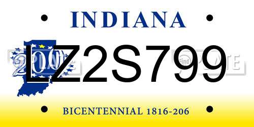 LZ2S799 Indiana License Plate