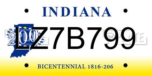 LZ7B799 Indiana License Plate