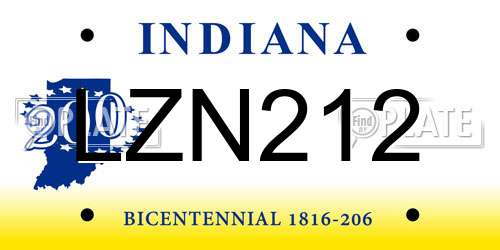 LZN212 Indiana License Plate
