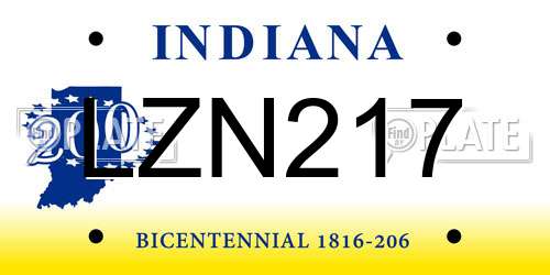 LZN217 Indiana License Plate