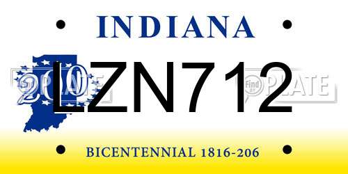 LZN712 Indiana License Plate