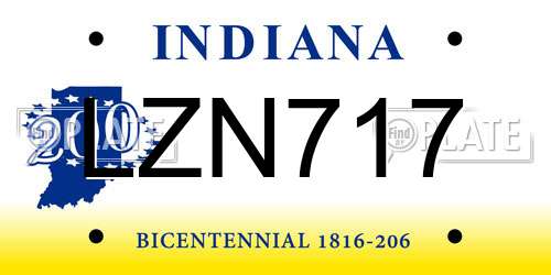 LZN717 Indiana License Plate