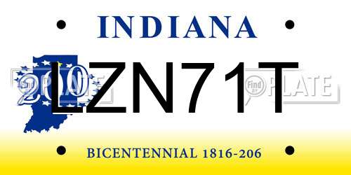 LZN71T Indiana License Plate