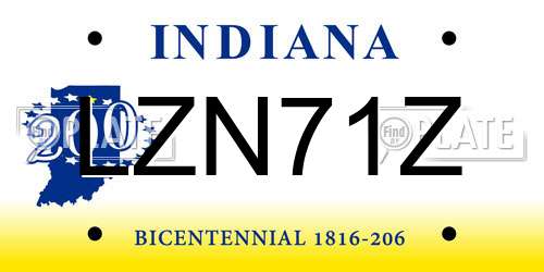 LZN71Z Indiana License Plate