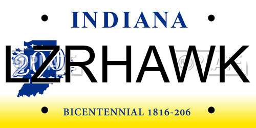 LZRHAWK Indiana License Plate