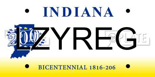 LZYREG Indiana License Plate