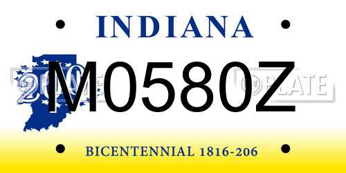 M0580Z Indiana License Plate
