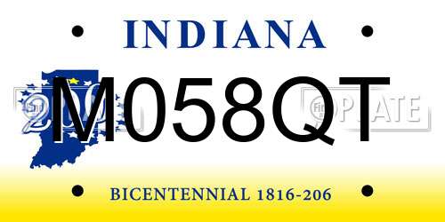 M058QT Indiana License Plate