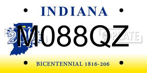 M088QZ Indiana License Plate