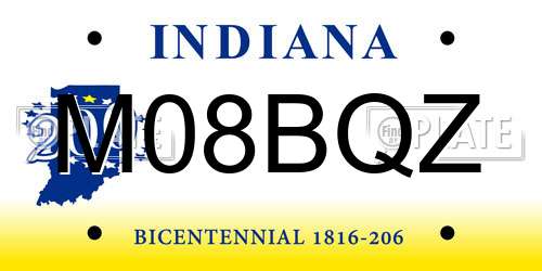 M08BQZ Indiana License Plate