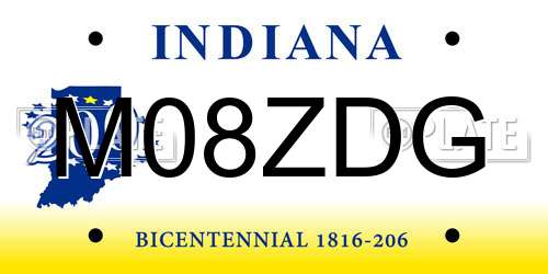 M08ZDG Indiana License Plate