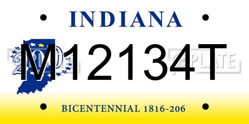 M12134T Indiana License Plate