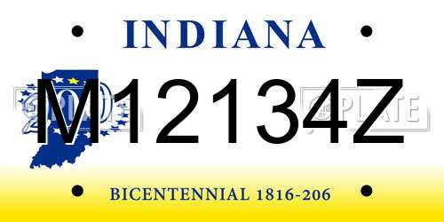 M12134Z Indiana License Plate