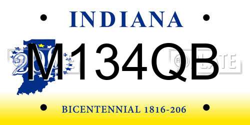 M134QB Indiana License Plate
