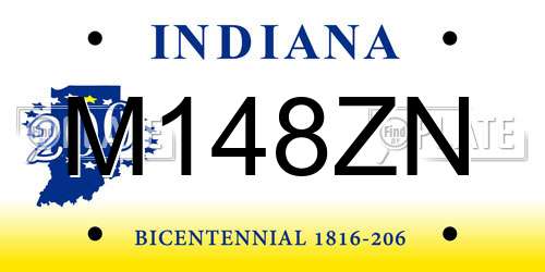 M148ZN Indiana License Plate