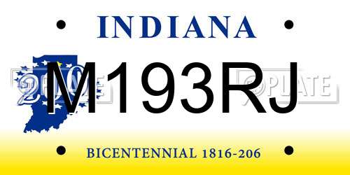 M193RJ Indiana License Plate