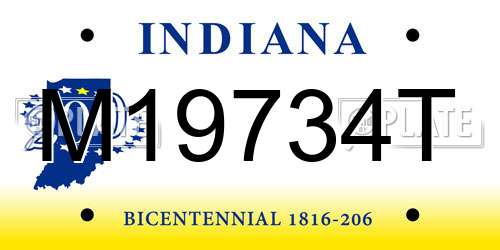 M19734T Indiana License Plate