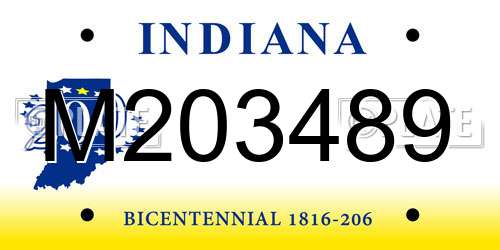 M203489 Indiana License Plate