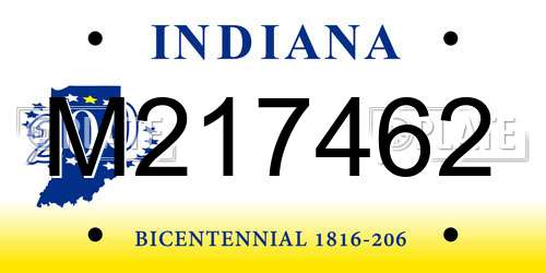 M217462 Indiana License Plate