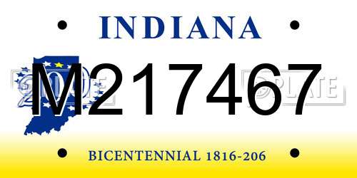 M217467 Indiana License Plate