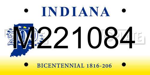 M221084 Indiana License Plate