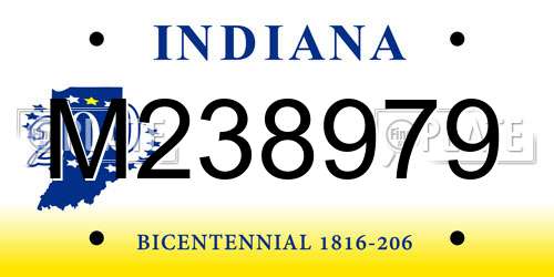 M238979 Indiana License Plate