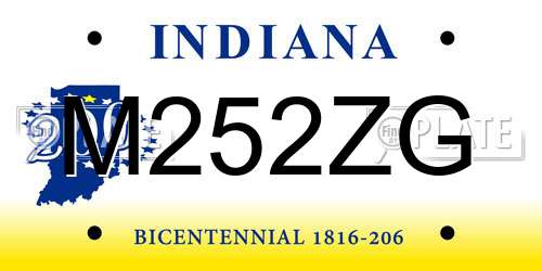 M252ZG Indiana License Plate