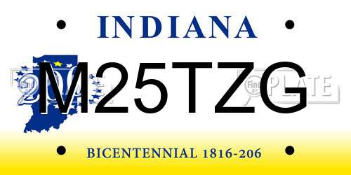 M25TZG Indiana License Plate