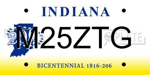 M25ZTG Indiana License Plate