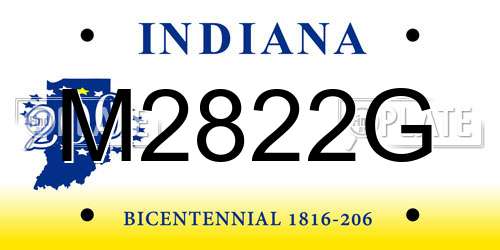 M2822G Indiana License Plate