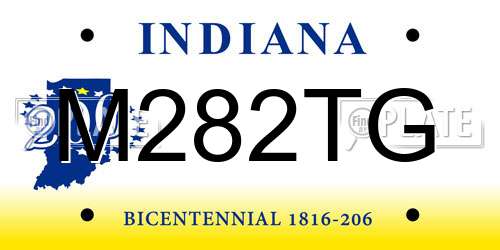 M282TG Indiana License Plate