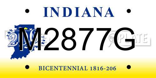 M2877G Indiana License Plate