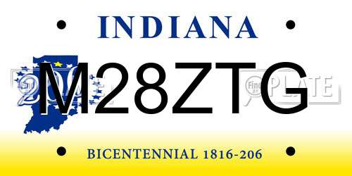 M28ZTG Indiana License Plate