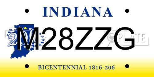 M28ZZG Indiana License Plate