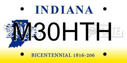 M30HTH Indiana License Plate
