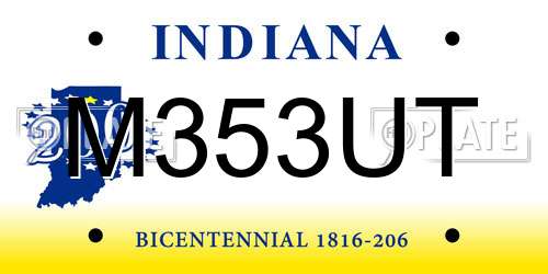 M353UT Indiana License Plate