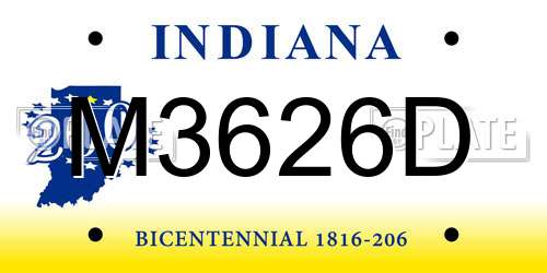 M3626D Indiana License Plate